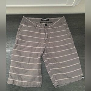 QUIKSILVER Gray Striped Shorts Boys Size 26 Casual Beach